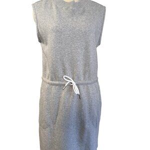 Zella Women's Gray Sleeveless Sweatshirt Dress Drawstring Waist Medium